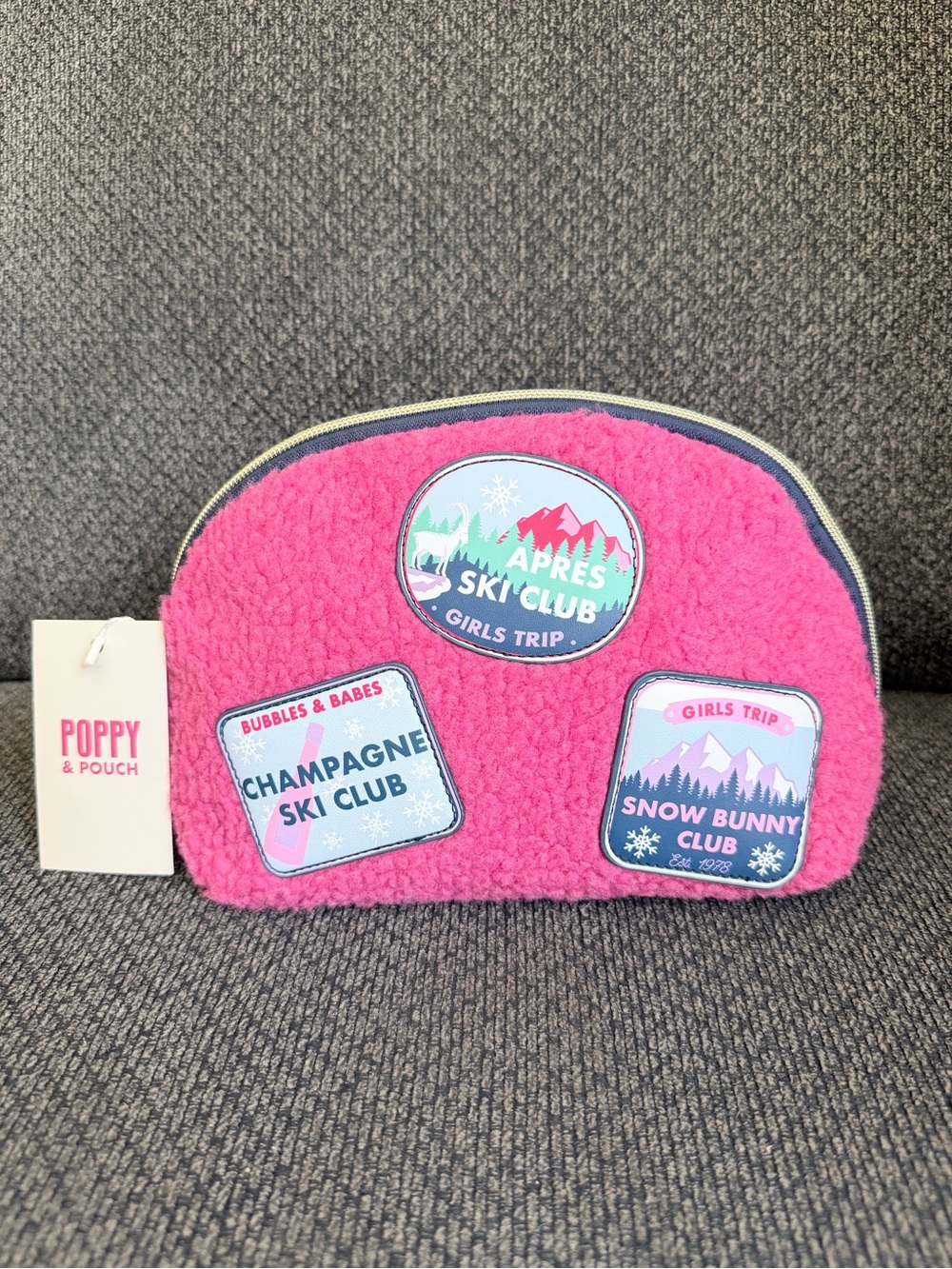 Poppy & pouch Girls Trip Pink Sherpa Cosmetic Pouch